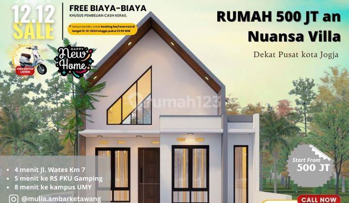 Rumah Murah Yogyakarta 1 Lantai 500jtan Bonus Motor Listrik 1