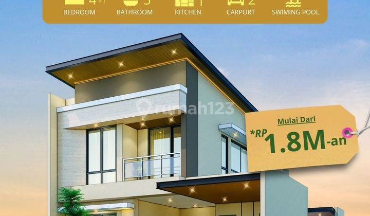 Rumah  Mewah  Dengan Kolam Renang  Di Kabupaten Jogja 800 Meter dari Ringroad Barat