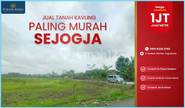 Tanah Kavling Yogyakarta Legalitas SHM Dekat Pasar Godean