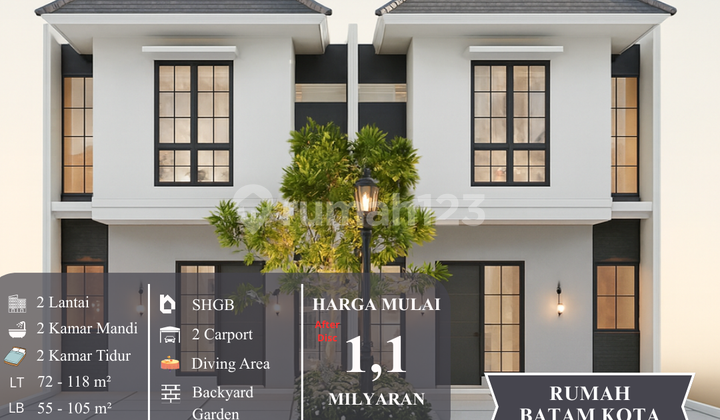 Rumah Type House 2 Lantai Modern di Batam Kota - Harga 1,1 Milyaran Saja! Rumah Type House 2 Lantai Modern di Batam Kota - Harga 1,1 Milyaran Saja!