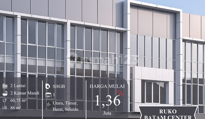Buka Usaha Lebih Mudah! Ruko Batam Center Mulai 1,36 Juta, Cicilan 72x!