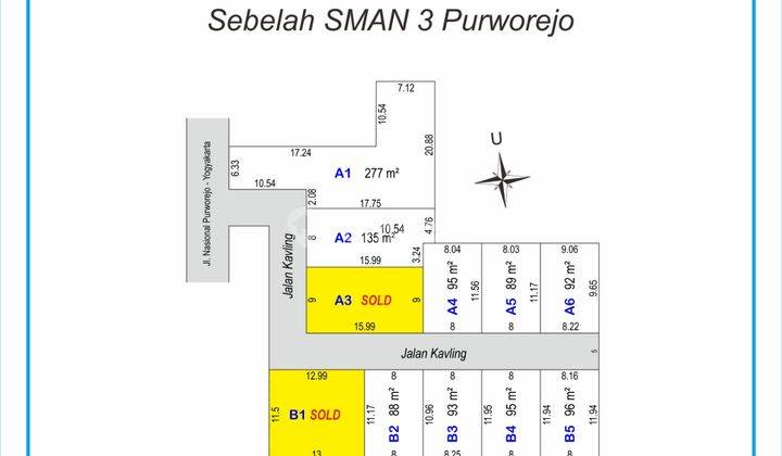 Tanah Kavling Ruko Purworejo ,legalitas SHM 1