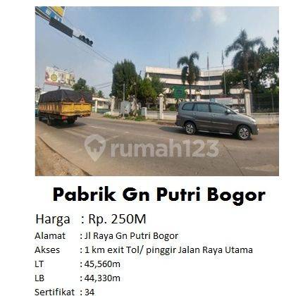 Pabrik di Area Gunung Putri Bogor, Lokasi Strategis, Siap Pakai, Rapi 1