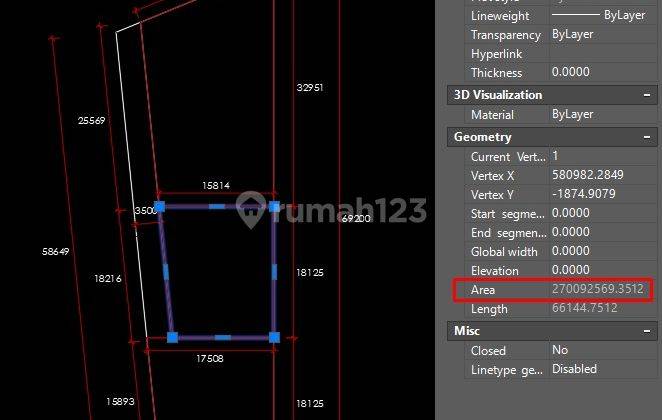 Tanah 1200 m² SHM di Jalan Danau Tempe 4