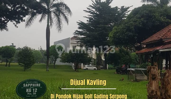 Dijual Kavling di Pondok Hijau Golf Gading Serpong, Belakangnya Taman.