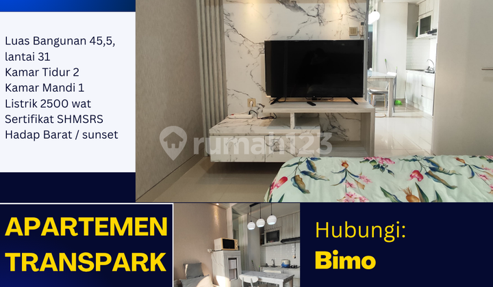 For Rent Transpark Cibubur Apartment, 2 Bedrooms, High Floor For Rent Transpark Cibubur Apartment, 2 Bedrooms, High Floor