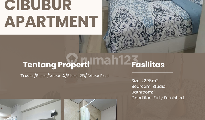 Selling Transpark Cibubur Apartment Fully Furnished, View Pool, Strategic Location, Connecting Mall