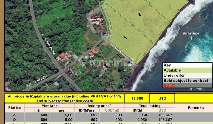 Tanah Yang Terletak Dengan Pantai Saba Memiliki Berbagai Macam Tipe, Mulai Dari 500m2 Sampai 17.051m2 SHM 2