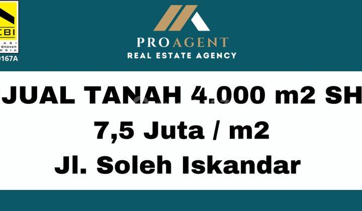 Dijual Tanah Komersial 4.000 M2 SHM di Jl. Soleh Iskandar 2