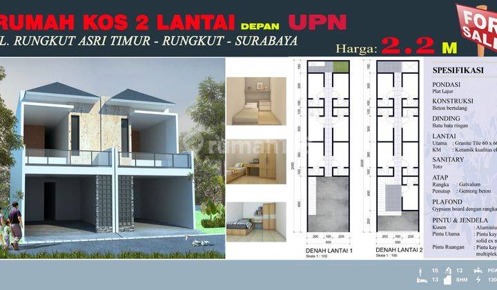 Jual Cepat Rumah Kos Rungkut Asri Baru Strategis Upn Margorejo 1