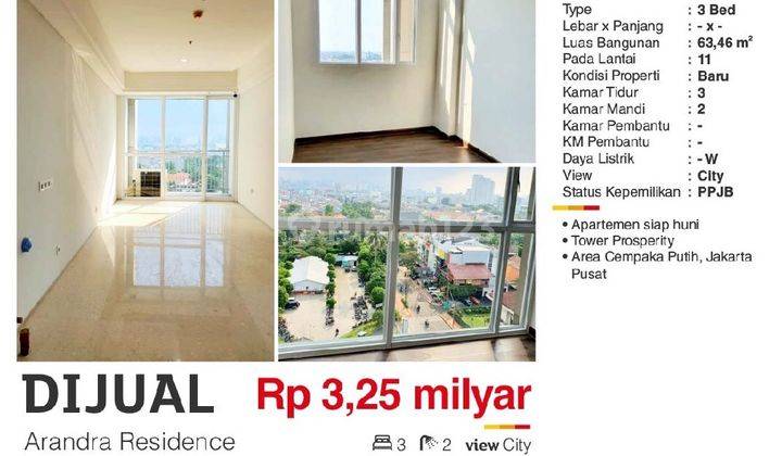 Apartemen Arandra Recidence 3 Kamar Tidur 1