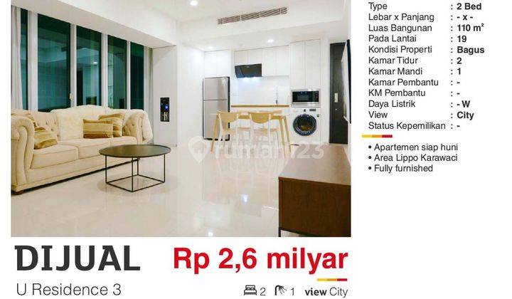  Apartemen U Residence 2 Bedroom Furnished  1