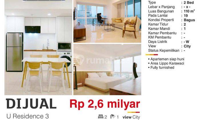  Apartemen U Residence 2 Bedroom Furnished  2