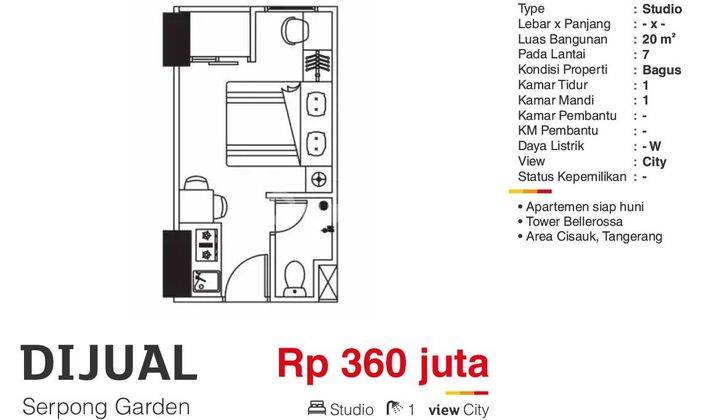  Apartemen Serpong Garden Studio Bagus   1