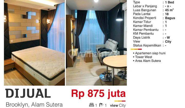  Apartemen Brooklyn 1 Kamar Tidur Furnished 2