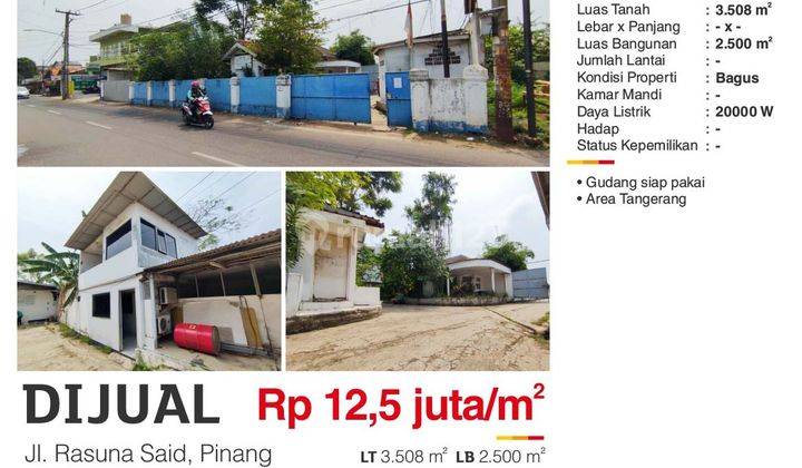  Gudang di Pinang 2500 m² Siap Pakai Area Tangerang 1