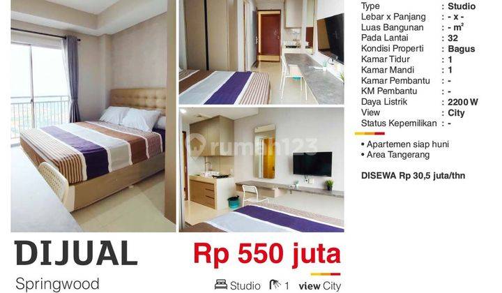  Apartemen Springwood Alam Sutera Studio Siap Huni 1