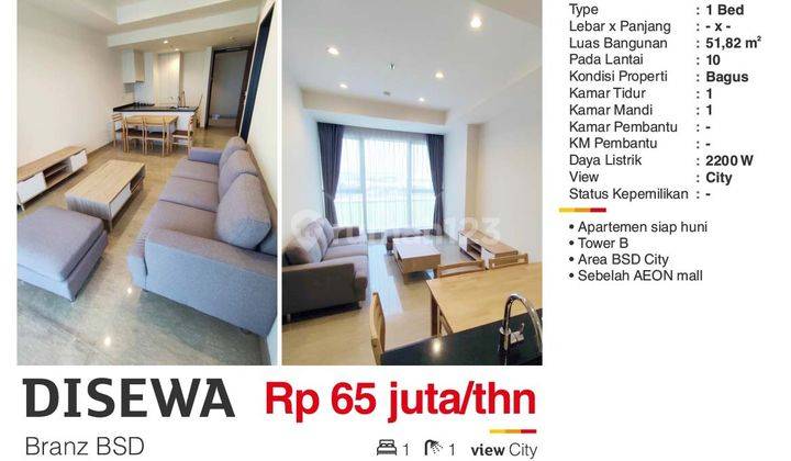  Apartemen Branz  1 Kamar Tidur Bagus Siap Huni 1