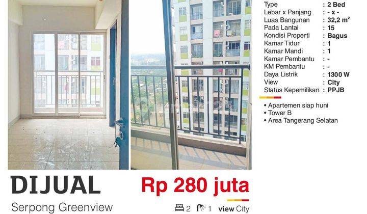  Apartemen Serpong Green View 2 Kamar Tidur 1