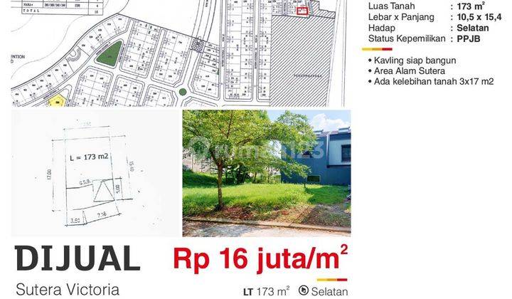  Tanah Kavling di Sutera Victoria, Alam Sutera 173 M² 1