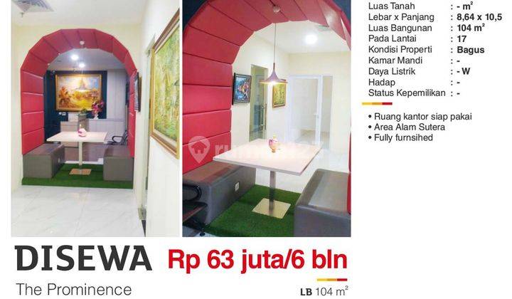  Kantor di The Prominence, Alam Sutera Siap Pakai 1