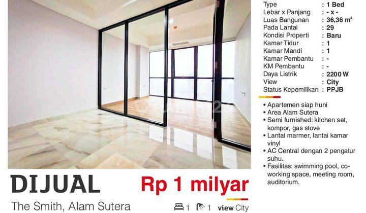  Apartemen The Smith 1 Kamar Tidur Baru 2