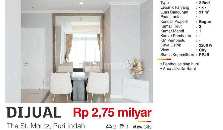  Apartemen St. Moritz 2 Kamar Tidur Furnished 2