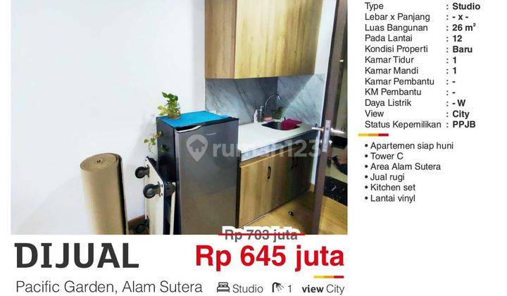  Apartemen Pacific Garden Studio jual rugi 2