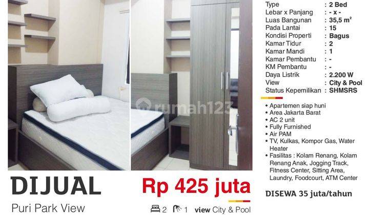  Apartemen Puri Park View 2 Kamar Tidur  2