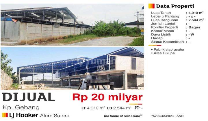  Pabrik di Kp. Gebang, Cikupa 2544 m² siap usaha 1