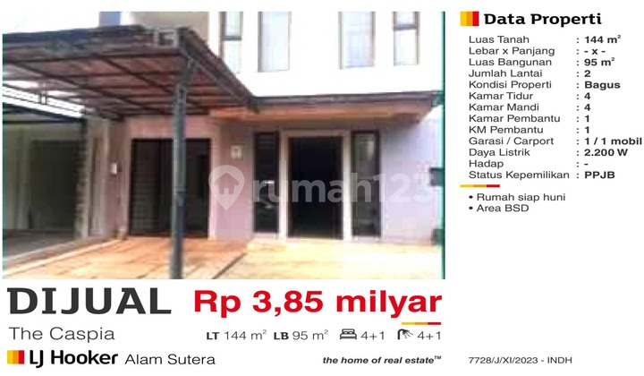 Rumah di The Caspia , BSD Bagus Siap Huni