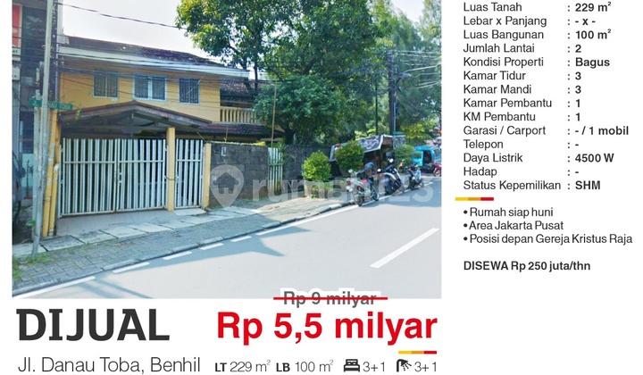  Rumah di Jl. Danau Toba, Bendungan Hilir