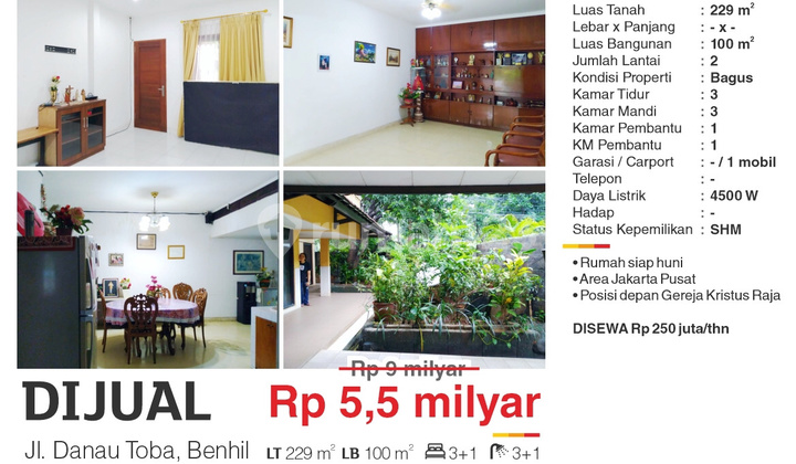  Rumah di Jl. Danau Toba, Bendungan Hilir 2