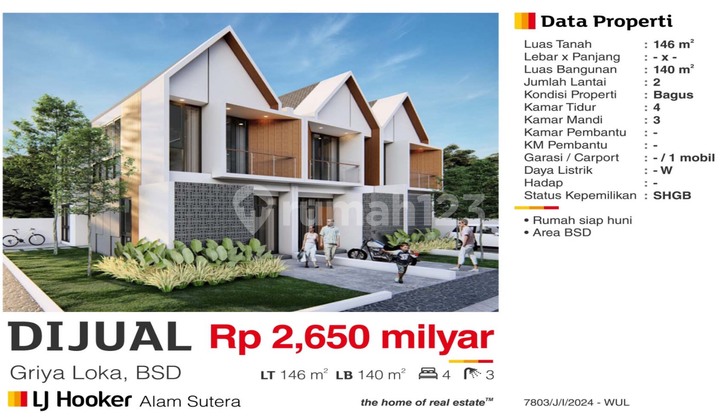  Rumah di BSD Griya Loka Baru Siap Huni  1