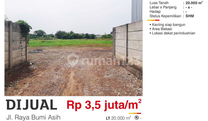 Tanah Kavling di Jl. Raya Bumi Asih, Bekasi 20000 M²