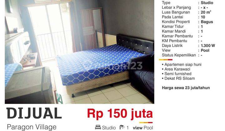  Apartemen Paragon Village Studio Semi Furnished 2