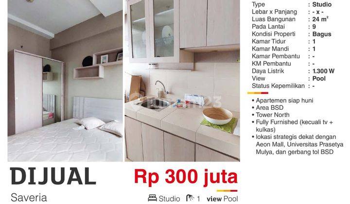  Apartemen Saveria Studio Furnished Siap Huni 1