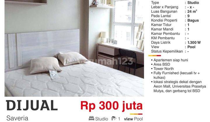  Apartemen Saveria Studio Furnished Siap Huni 2