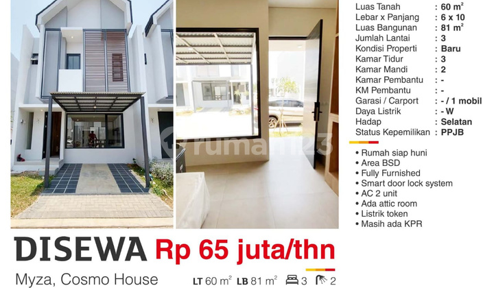  Rumah di Myza, Cosmo House, BSD Furnished