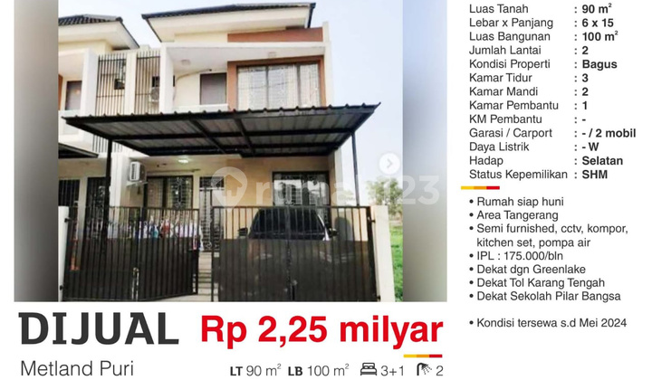 Rumah di Metland Puri, Tangerang Bagus