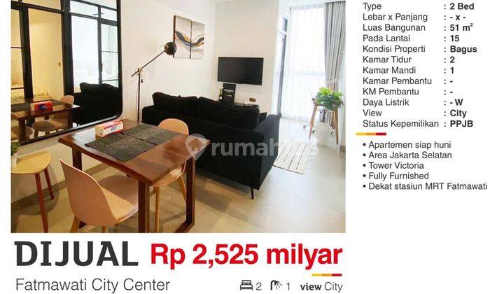  Apartemen Fatmawati City Center 2 Bedroom Furnished 1