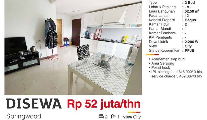  Apartemen Springwood Alam Sutera 2 Kamar Tidur 1