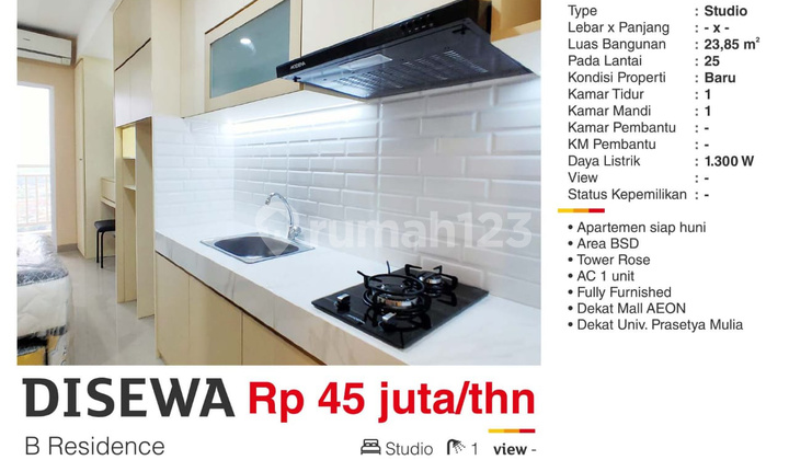  Apartemen B Residence Studio Furnished Baru 2