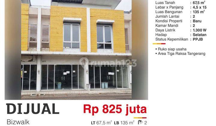  Ruko di Bizwalk, Tigaraksa Siap Usaha Harga Murah 1