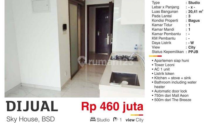  Apartemen Sky House BSD Studio Furnished  1