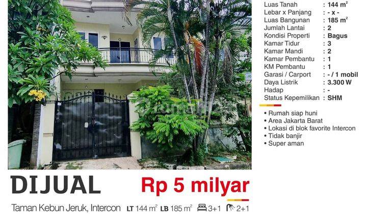  Rumah di Taman Kebun Jeruk, Intercon Bagus 1