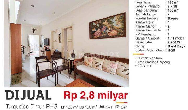  Rumah di Turquoise Timur, Gading Serpong Pondok Hijau Golf 1