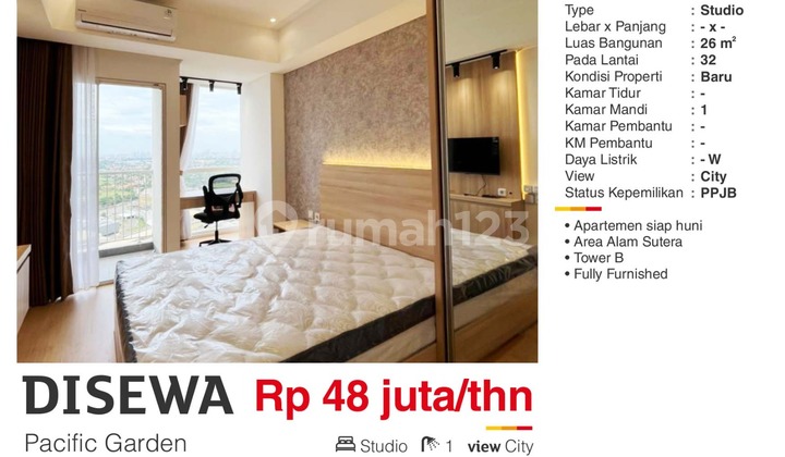 Apartemen Studio Pacific Garden Alam Sutera 1