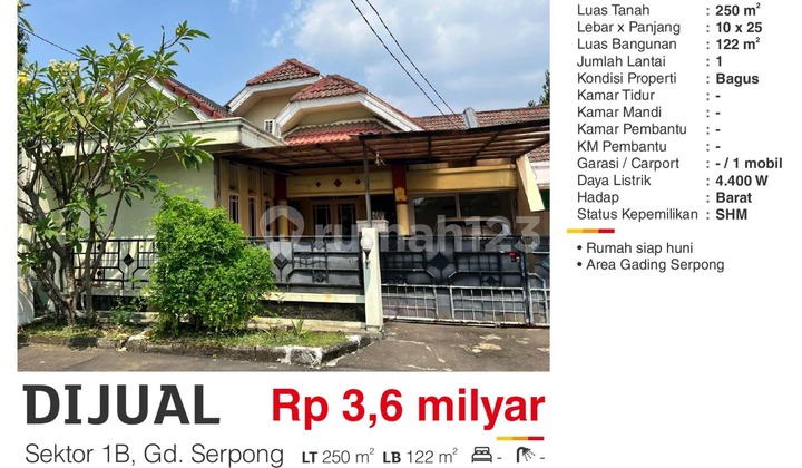 Rumah Di Sektor 1b-gading Serpong Shm Murah