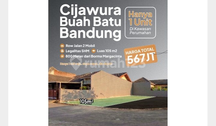 Tanah, SHM Belakang Borma Margacinta Buahbatu